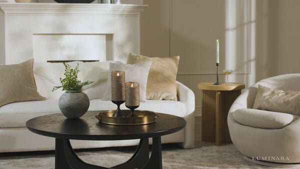 Luminara Champagne Glow Glitter Flameless Candle Pillars