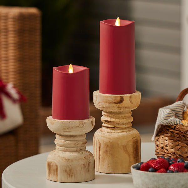 Luminara Cherry Red Outdoor Flameless Candle Pillar