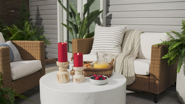 Luminara Cherry Red Outdoor Flameless Candle Pillar