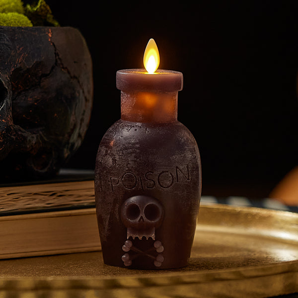luminara Dark Chocolate Chalky Flameless Candle Poison Bottle