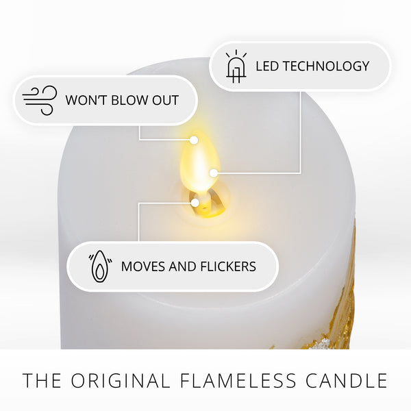 Luminara Embossed White Pinecone Flameless Candle Pillar