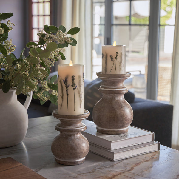 Luminara Flameless Embedded Lavender & Rosemary Candle Pillar - Recessed Top