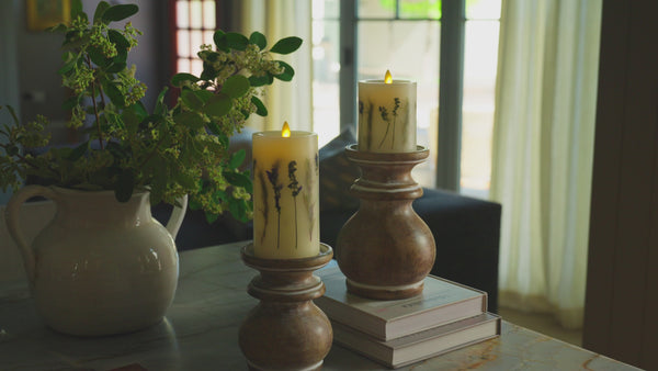 Luminara Flameless Embedded Lavender & Rosemary Candle Pillar - Recessed Top