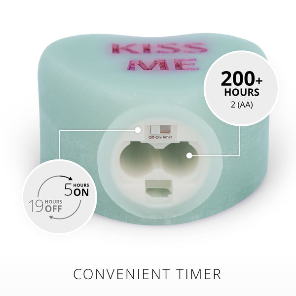 Luminara Fresh Mint Flameless Candle Candy Heart "KISS ME"