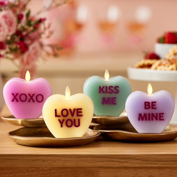 Luminara Gentle Lavender Flameless Candle Candy Heart "BE MINE"