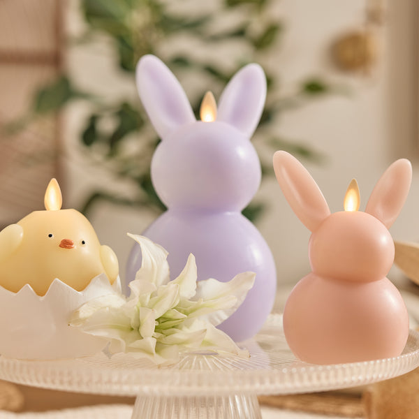 Luminara Gentle Lavender Flameless Candle Easter Bunny Rabbit