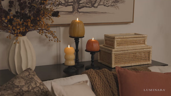 Luminara Golden Husk Flameless Candle Stacked Pumpkins