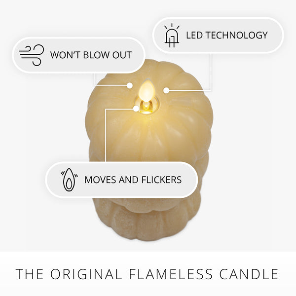 Luminara Golden Husk Flameless Candle Stacked Pumpkins