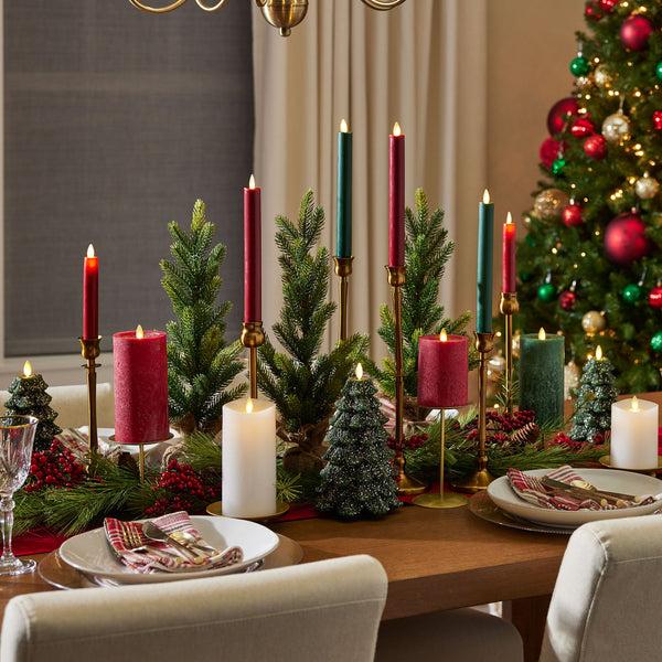 Luminara Green Glitter Holiday Tree Flameless Candle