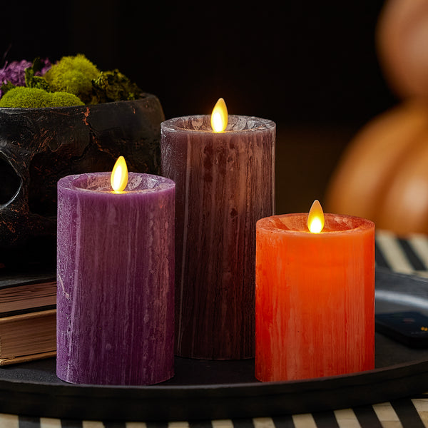 luminara Halloween Selenite Pillars with Remote - Set of 3