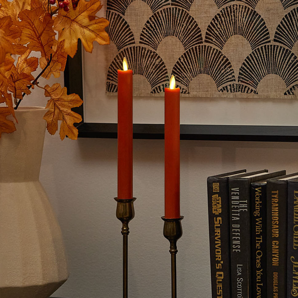 luminara Harvest Pumpkin Flameless Candle Tapers - Set of 2