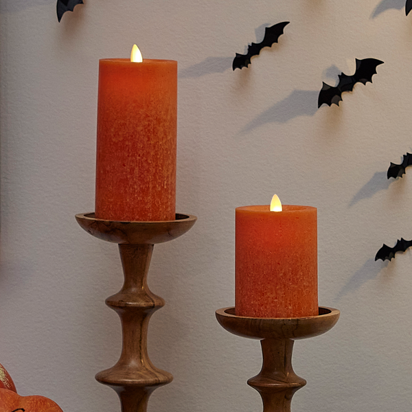 Luminara Harvest Pumpkin Seaglass Flameless Candle Pillar