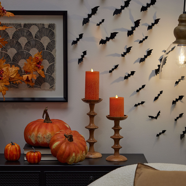 Luminara Harvest Pumpkin Seaglass Flameless Candle Pillar