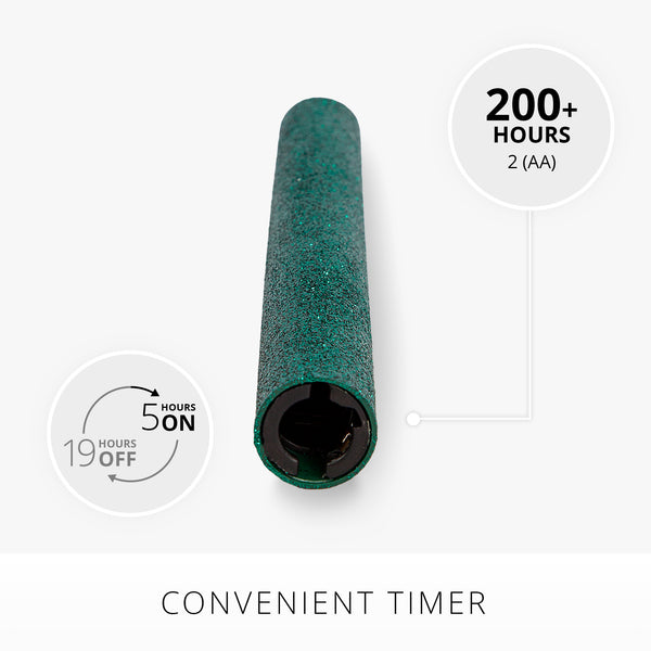 Luminara Holiday Green Glitter Flameless Candle Taper