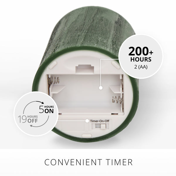 Luminara Holiday Green Selenite Flameless Candle Pillar