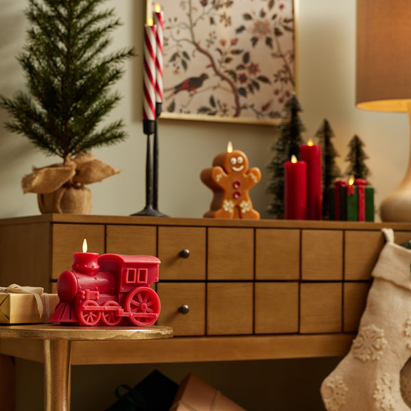 Luminara Holiday Red Flameless Candle Holiday Train