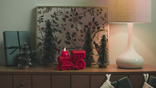 Luminara Holiday Red Flameless Candle Holiday Train