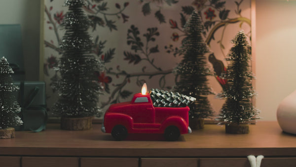 Luminara Holiday Red Flameless Candle Holiday Truck