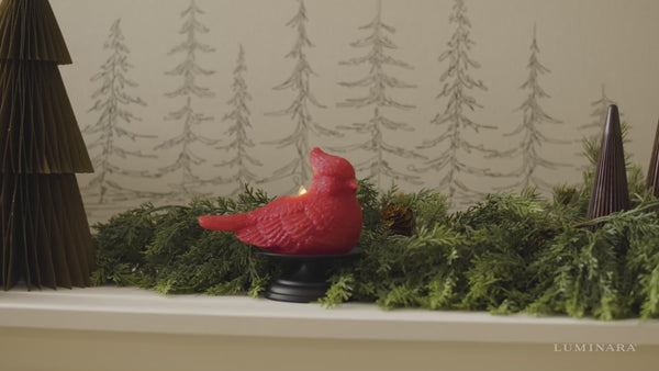 Luminara Holiday Red Glitter Flameless Candle Cardinal