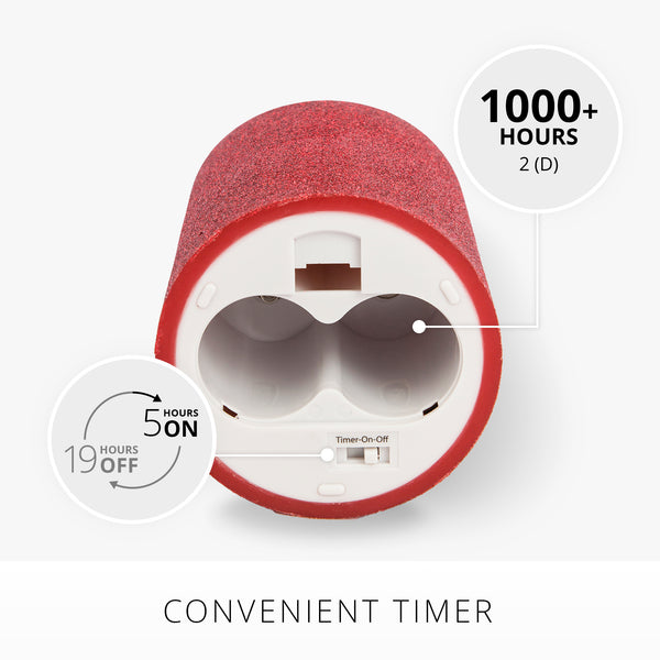 Luminara Holiday Red Glitter Flameless Candle Pillar