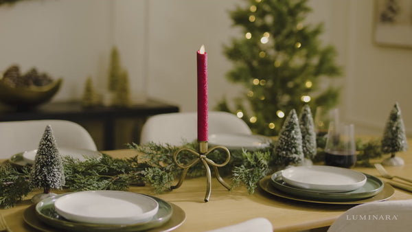 Luminara Holiday Red Glitter Flameless Candle Taper