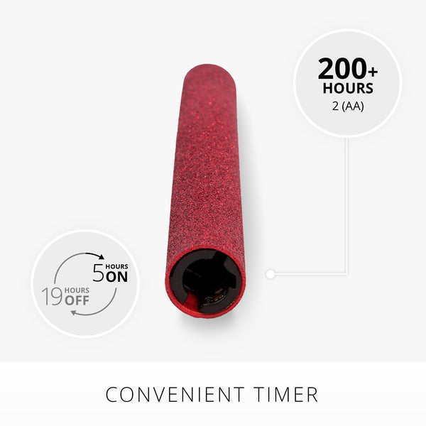 Luminara Holiday Red Glitter Flameless Candle Taper