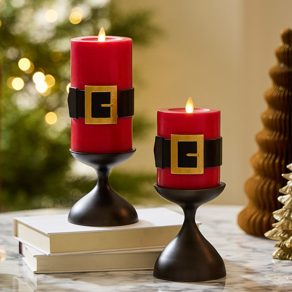 Luminara Holiday Red Santa Belt Flameless Candle Pillar