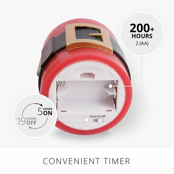 Luminara Holiday Red Santa Belt Flameless Candle Pillar