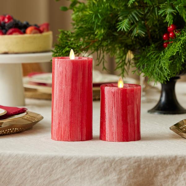 Luminara Holiday Red Selenite Flameless Candle Pillar