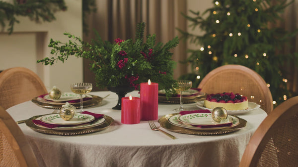 Luminara Holiday Red Selenite Flameless Candle Pillar