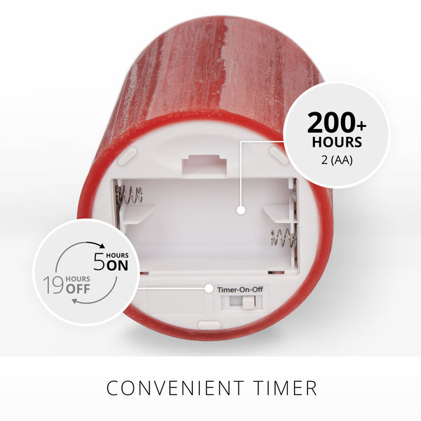 Luminara Holiday Red Selenite Flameless Candle Pillar