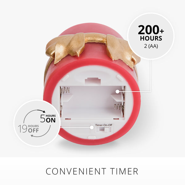 Luminara Holiday Red With Gold Bow Flameless Candle Pillar