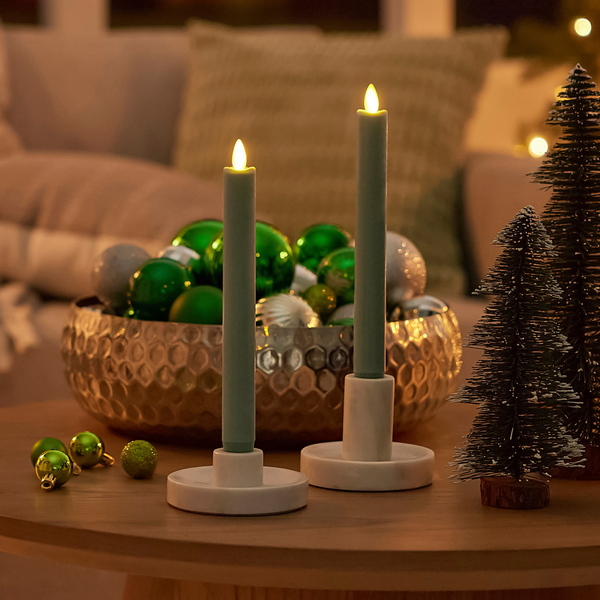 luminara Iceberg Green Flameless Candle Tapers - Set of 2