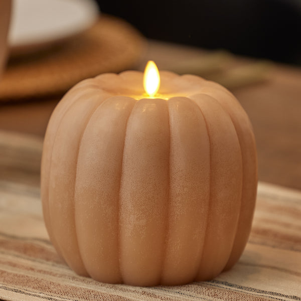 luminara Irish Cream Chalky Flameless Candle Tall Pumpkin