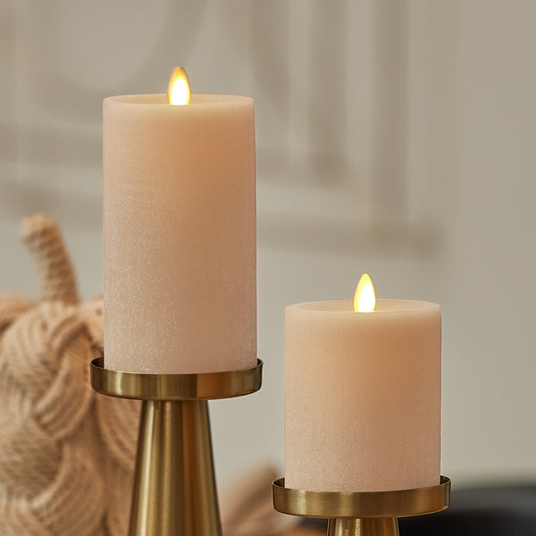 Luminara Irish Cream Chalky Linen Flameless Candle Pillar