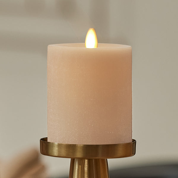luminara Irish Cream Chalky Linen Flameless Candle Pillar