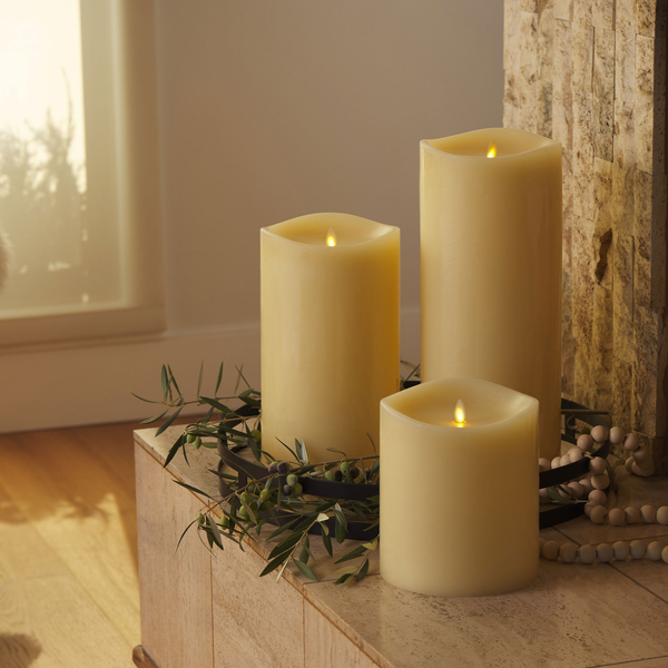Luminara Ivory Flameless Candle Grand Pillar - Melted Top - 6.25" Width