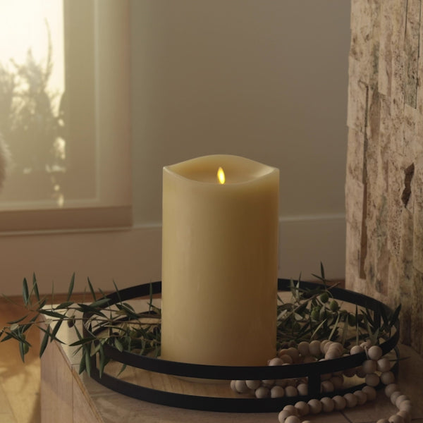 Luminara Ivory Flameless Candle Grand Pillar - Melted Top - 6.25" Width