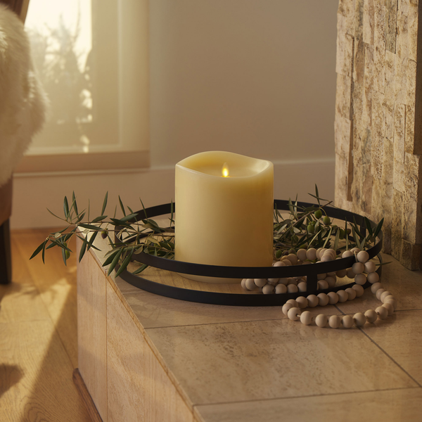 luminara Ivory Flameless Candle Grand Pillar - Melted Top - 6.25" Width