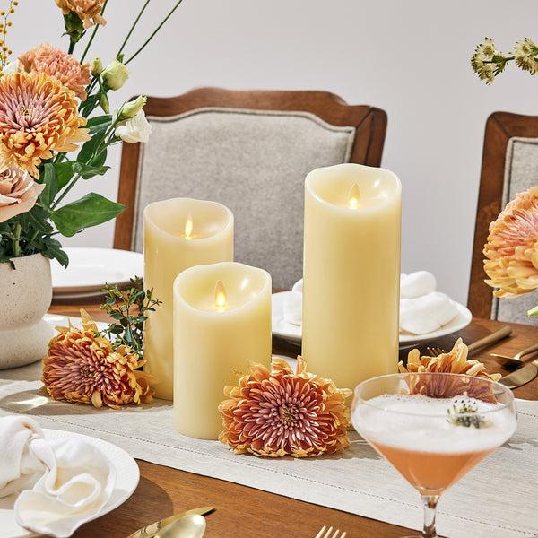 Luminara Ivory Flameless Candle Pillar - Scallop Top - 3.5" Width