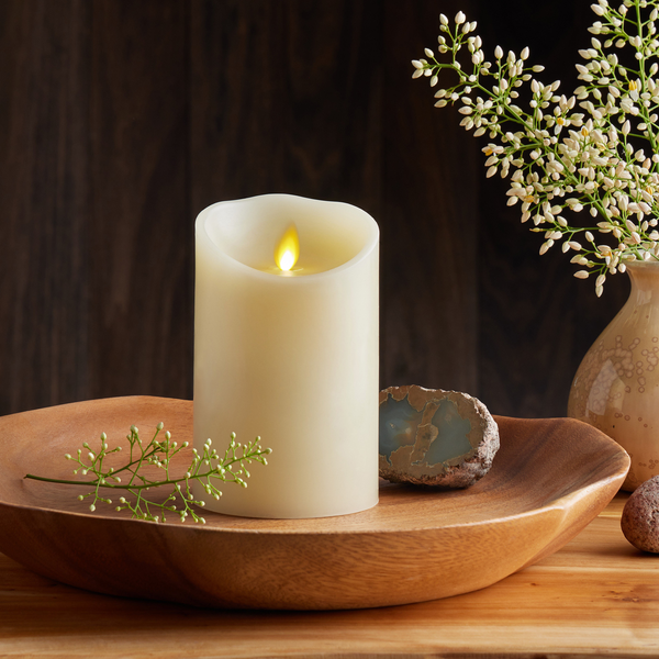 luminara Ivory Flameless Candle Pillar - Scallop Top - 3.5" Width