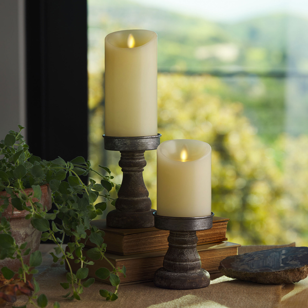 Luminara Ivory Flameless Candle Pillar - Scallop Top - 3" Width