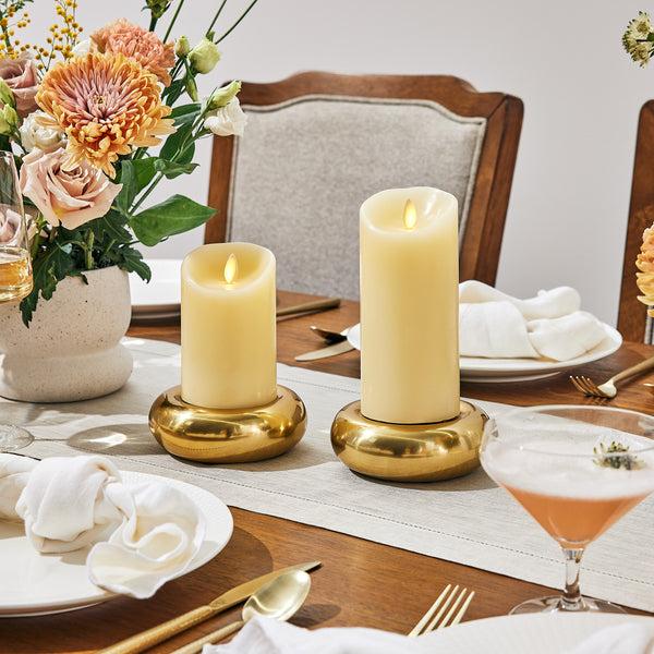 Luminara Ivory Flameless Candle Pillar - Scallop Top - 3" Width