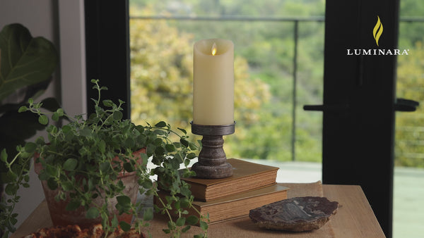 Luminara Ivory Flameless Candle Pillar - Scallop Top - 3" Width