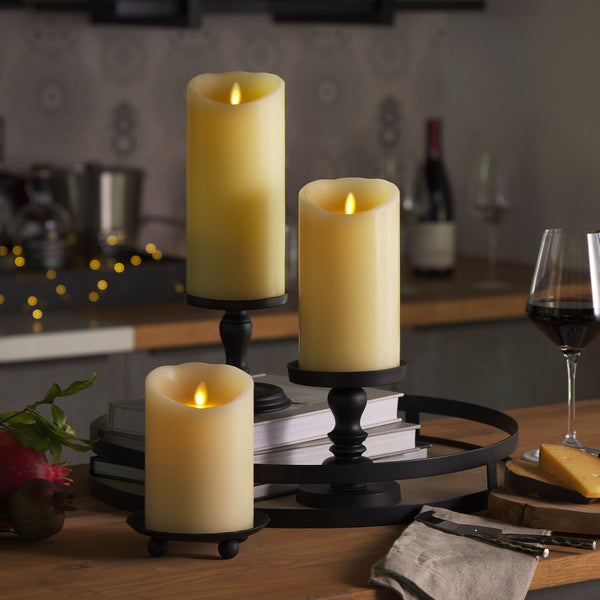 Luminara Ivory Flameless Candle Pillar -Scallop Top - 4" Width