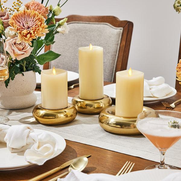 luminara Ivory Flameless Candle Pillars With Remote - Melted Top - Set Of 3