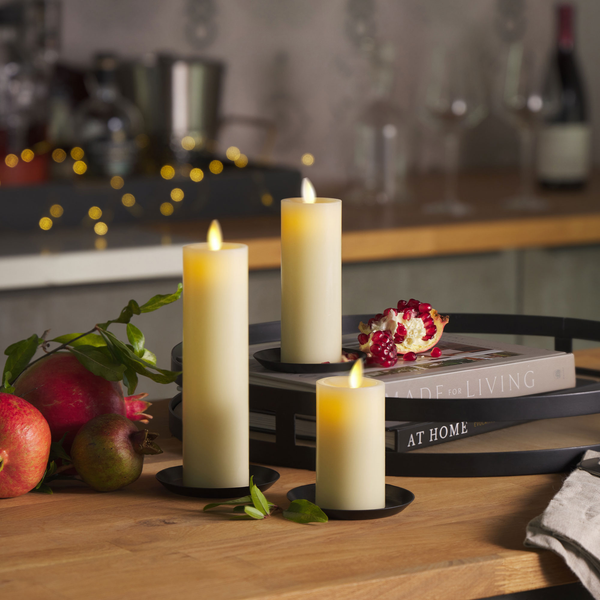 Luminara Ivory Flameless Candle Slim Pillar - Recessed Top - 2" Width