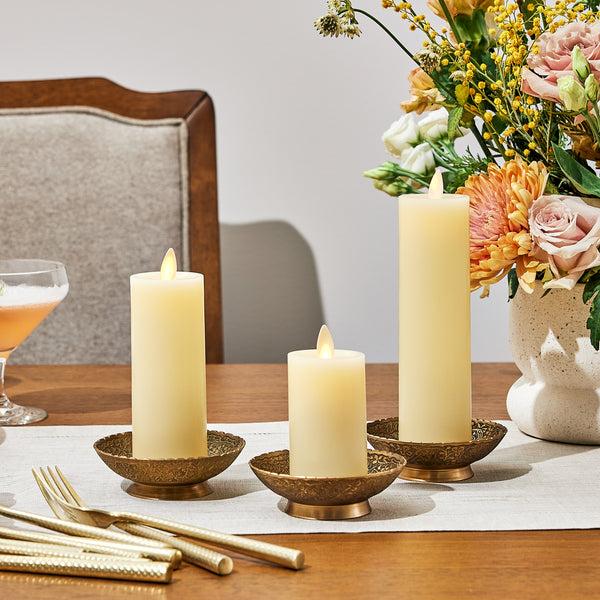 Luminara Ivory Flameless Candle Slim Pillar - Recessed Top - 2" Width