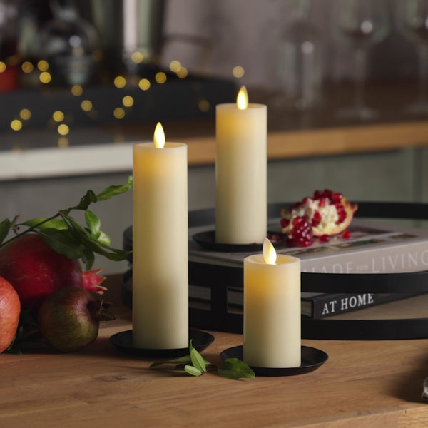 Luminara Ivory Flameless Candle Slim Pillar - Recessed Top - 2" Width