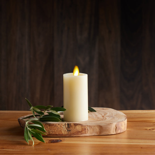 luminara Ivory Flameless Candle Slim Pillar - Recessed Top - 2" Width